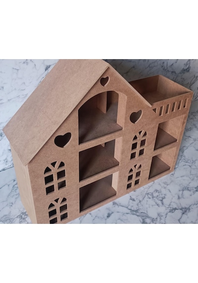 Hobi Adn Oyuncak Ev 3 Katlı Windows Penceri Model Ahşap Mdf Ham El Yapım