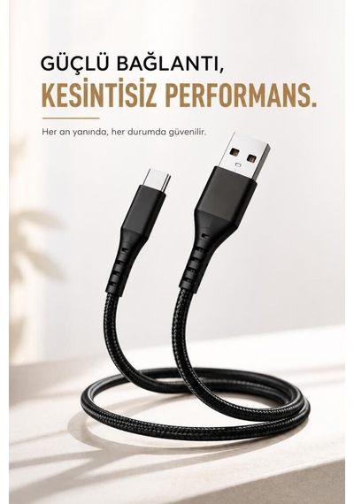 Delux Serisi Taşınabilir Elektronik Teknoloji Şarj Kablosu Usb-a To Type-c İ7 03210 Siyah