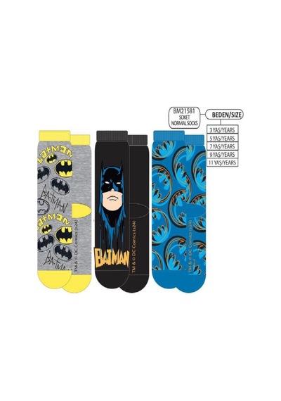 Çimpa Batman Erkek Çocuk Patik Çorap Karışık Desen Tekli Asortı/11yas Asorti