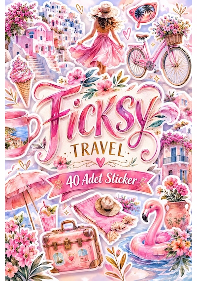 Santorini Ege Adası Sticker Seti - 40 Adet Yaz Tatil Seyahat Travel Gezgin Etiket Çıkartma Diğer