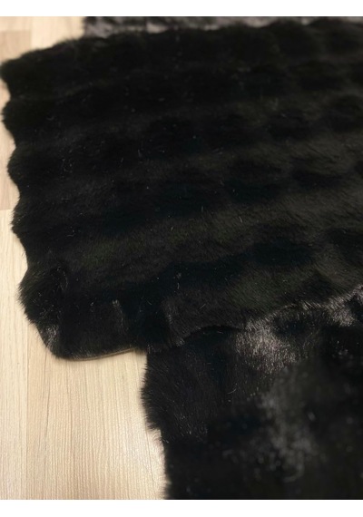Bubble Tavşan Tüyü, Kaymaz Taban, Pofuduk, Ultra Lüks, Yıkanabilir 2'li Banyo Paspası Siyah Çok Renkli