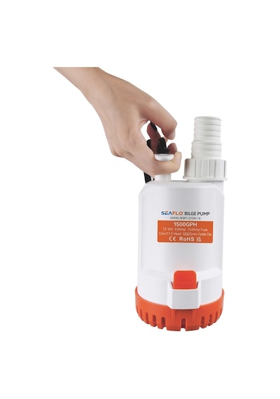 Seaflo Taşınabilir Kullanışlı Dalgıç Manuel Sintine Pompası 2000 Gph 24v - Hortum Çıkışı Ø: 1-1/8'' Ve 1-1/4'' 29mm, 32mm