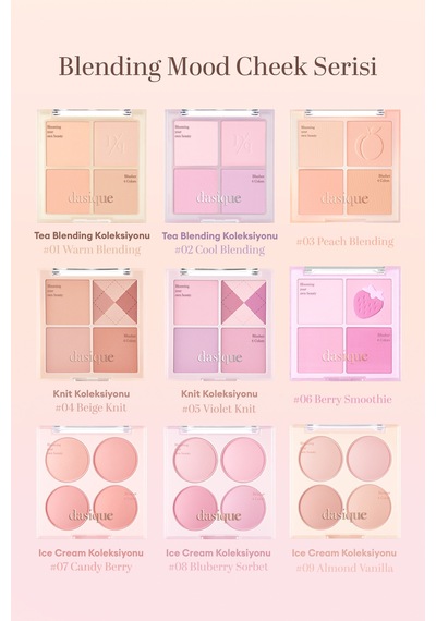 Dasique Karıştırılabilir Renk Tonlarına Sahip 4lü Allık Paleti Blending Mood Cheek 05 Violet Knit 05 Violet Knit
