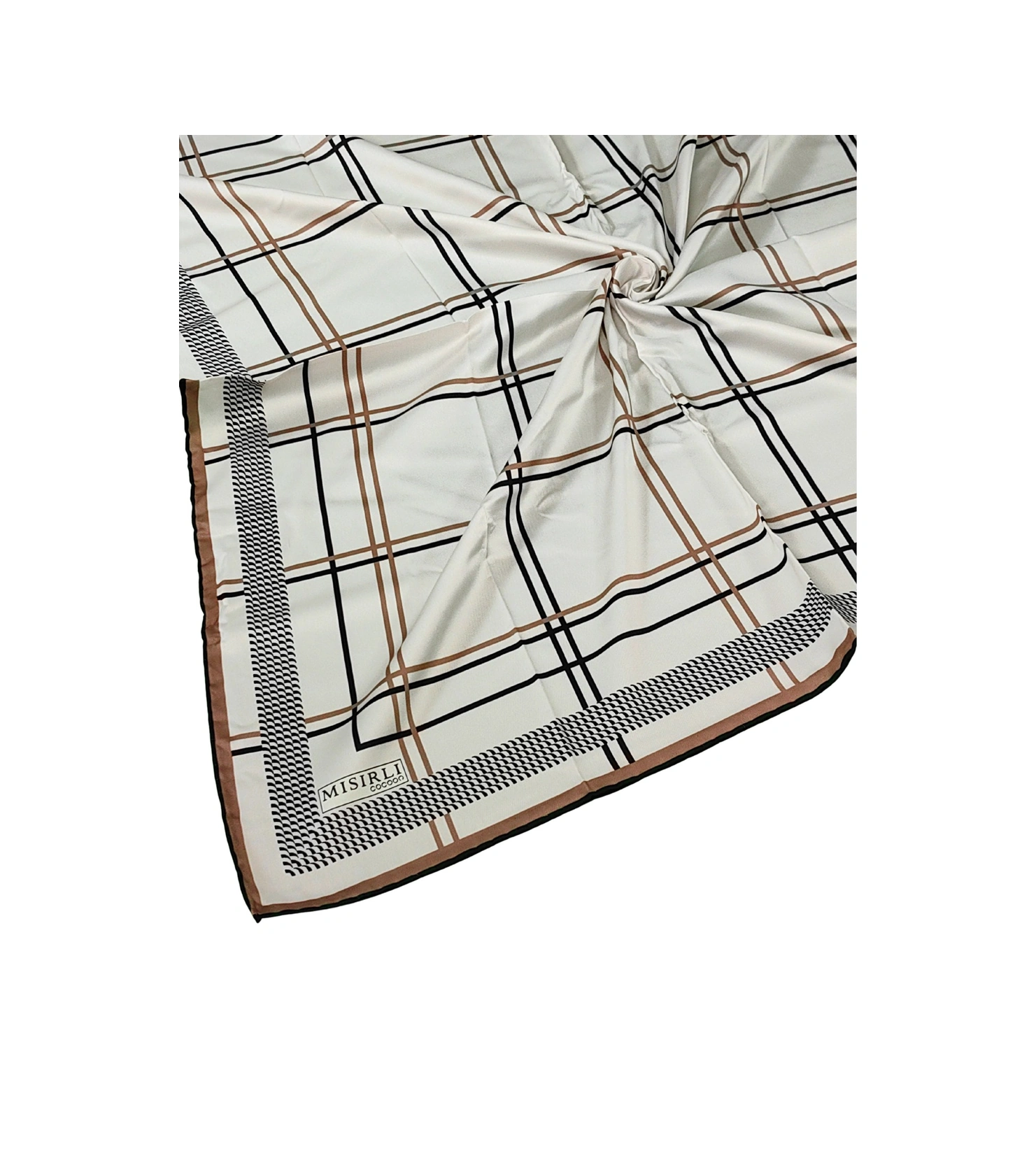 Mim Eşarp Mısırlı Eşarpları Cocoon Twill Eşarp Beyaz - Gold