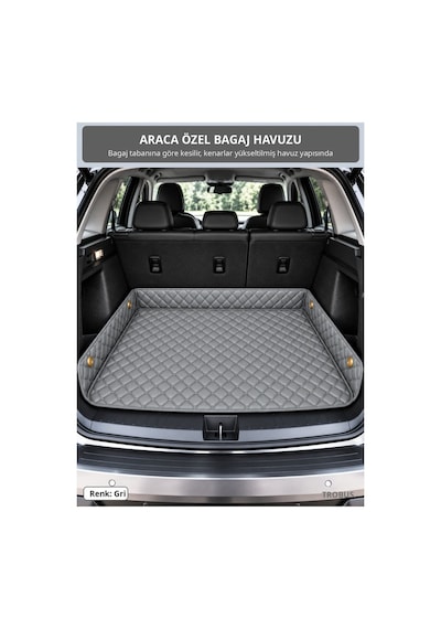 Renault Kangoo 2013-2023 Uyumlu 8d Tek Katmanlı Paspas + Bagaj Havuzu Seti Gri
