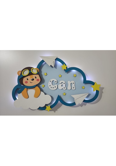 Ayıcık Bebek Odası Kapı Süsü Beyaz