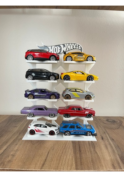 Hot Wheels Uyumlu 10 Araçlık Stand 1/64 Beyaz R3d-002-blk