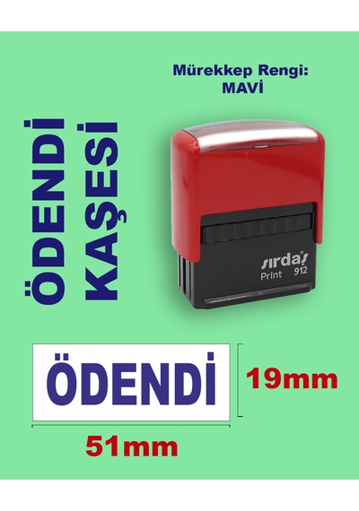 Ödendi Kaşesi, 912 51mm 19mm Mavi Keçeli Otomatik Kaşe