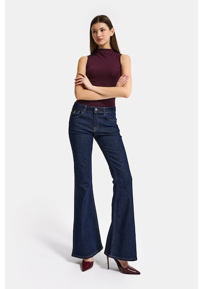 it's basic Kadın İndigo Selvedge 7s6-50 Sln05 Flare Fit Esnek Kumaş Denim Jean