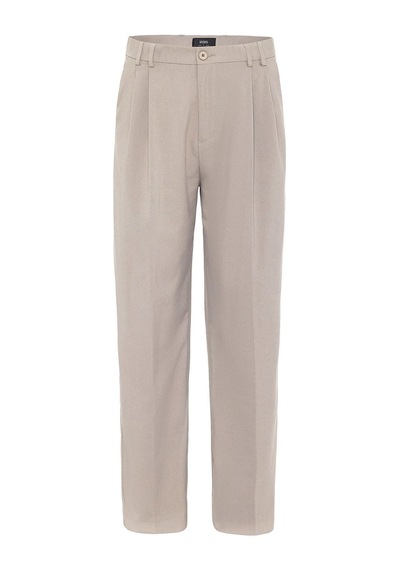 Antioch Çift Pileli Baggy Fit Erkek Pantolon Taş