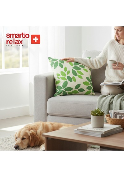 Smarto Relax Içi Dolgulu Kırlent 45x45 Cm Kare Salon & Berjer Kırlenti - Smr-kır-028 Beyaz - Yeşil