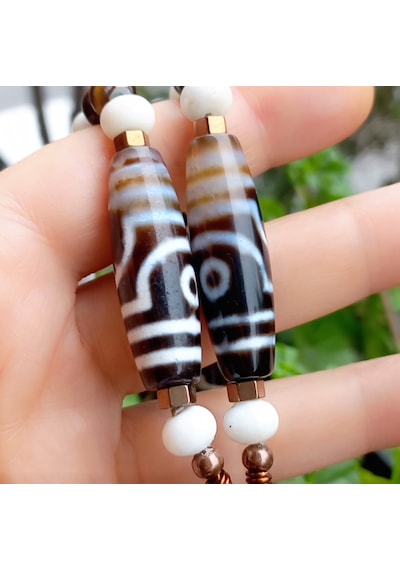 Sibelce 2224 Septarian Tibet Akik Kaplangözü Mercan El Yapımı Kolye Çok Renkli