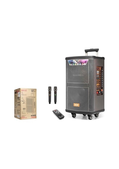 Ndr Ndr512 Çift Karaoke Mikrofonlu Bluetooth Hoparlör Fm Radyo 80w 12 İnç Kumandalı Ahşap