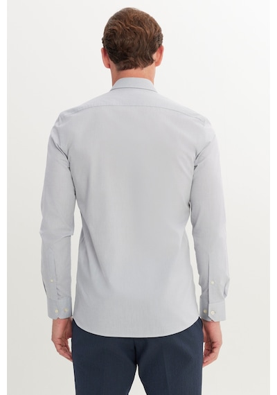 AC&Co / Altınyıldız Classics Erkek Grı Flamlı Slim Fit Dar Kesim Düğmeli Yaka Gömlek Grı