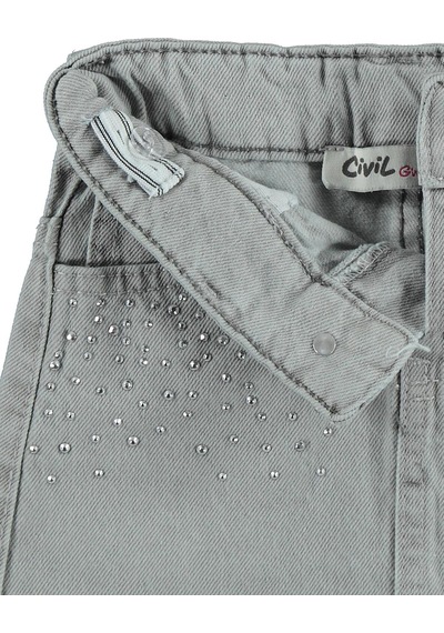 Civil Girls Taş Baskılı 10-13 Yaş Etek - Gri