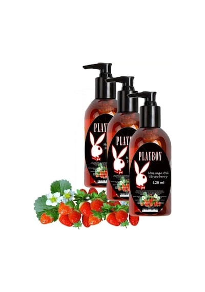 Hubrendy Sh Playboy Strawberry Massage Oil 3 Adet Çilek Aromalı Vücut Masaj Yağı