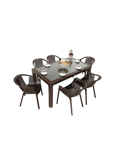 Luna Wood 90x150 Roma Koltuk Camlı Masa Takımı Kahverengi Luna Wood 90x150 Roma Koltuk Camlı Masa Takımı Kahverengi