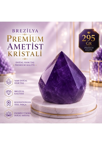 Premium Brezilya Ametist Kristali Doğal Faset Kesim Dekoratif Kristal Taş 295 Gr