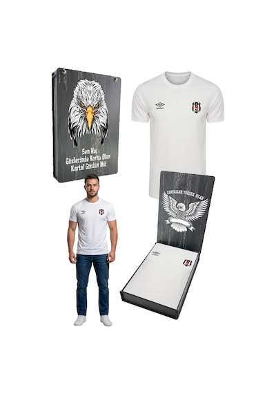Beşiktaş Umbro Beşiktaş Antrenman Beyaz Pamuklu T-shirt Uv Kutu Beyaz - Antrasit
