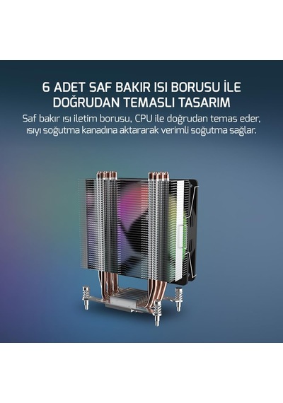 Glace Tc6 Argb Siyah 1x120mm Lga1851/am5 İşlemci Hava Soğutucu Diğer