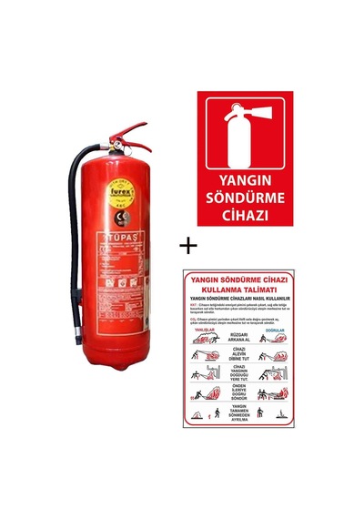 Tüpaş Yangın Tüpü 6 KG + Yangın Tüpü Kullanım Talimatı ve Yangın Tüp