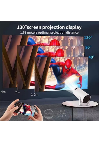 Hd 4k Destekli Projeksiyon Cihazı Android Ekran Yansıtma 130 İnç Spotlight 1080p Projeksiyon Cihazı