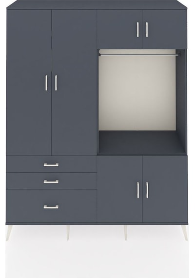 Hyperion Gardrop 7 Raflı 3 Çekmeceli Tek Askılı 176x44x221 Antrasit-antrasit Antrasit Hyperion Gardrop 7 Raflı 3 Çekmeceli Tek Askılı 176x44x221 Antrasit-antrasit Antrasit