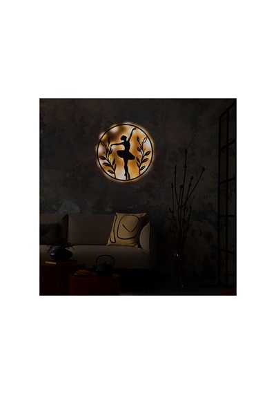 Led Işıklı Kadın Temalı Tablo Balerin Dekoratif Gece Lambası Sarı - 737237709 Sarı