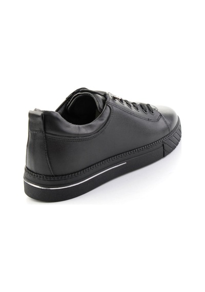 Bambi Siyah Antik Hakiki Deri Erkek Sneaker E01610196541