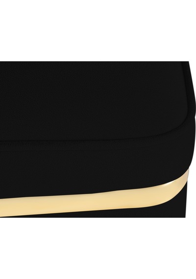 Zengo Gold Twin Line Kare Puf -siyah Kumaş, Dekoratif Makyaj Masası Pufu-modern Style