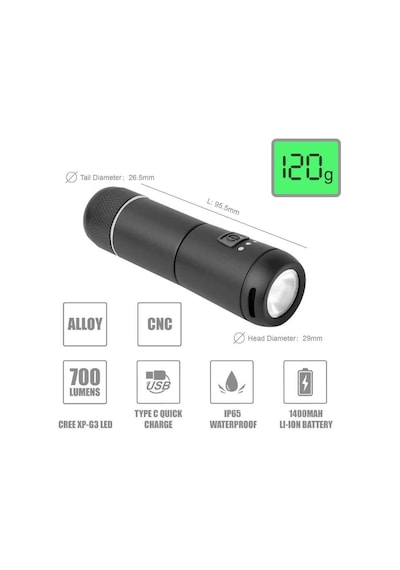 Bike Sky Brıvıga Eastpower Ön Far Lw-f600 700lm Usb Ip65 Su Geçirmez Siyah
