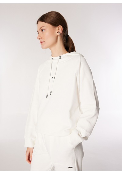 Jeep Ekru Kadın Kapüşonlu Loose Fit Blok Sweatshirt C4wl-swt4809