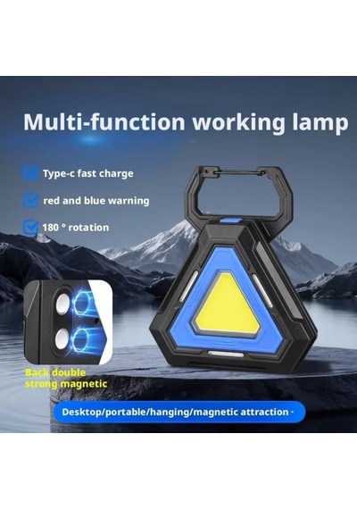 El Feneri Araç Reflektör Üçgen Led Çalışma Lambası - 180 Mıknatıslı Kamp Lambası, Usb-c Hızlı Şarjlı Fe