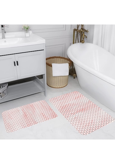 Rovigo Home Baskılı Kaymaz Taban 2 Li Banyo Paspas Takım Rvg5102-100X60-60X50 Çok Renkli