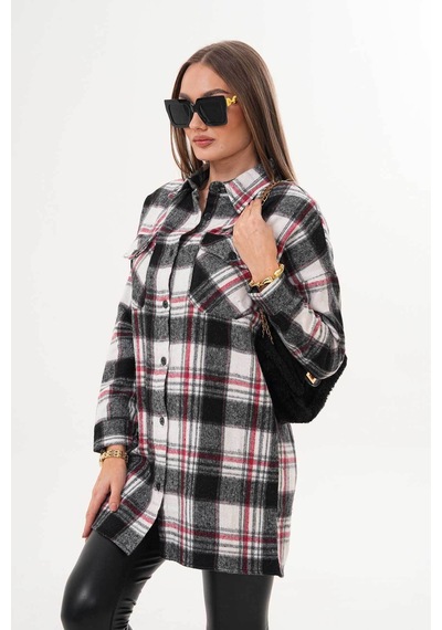 Polologin Butik Kadın Siyah Beyaz Kırmızı Çizgi Detaylı Araboy Spor Gömlek Çok Renkli Polologin Butik Kadın Siyah Beyaz Kırmızı Çizgi Detaylı Araboy Spor Gömlek Çok Renkli