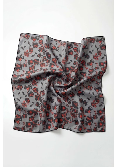 Silk Home Pamuk Karışımlı Eşarp Çiçekli Desen Gri 90x90 Çok Renkli