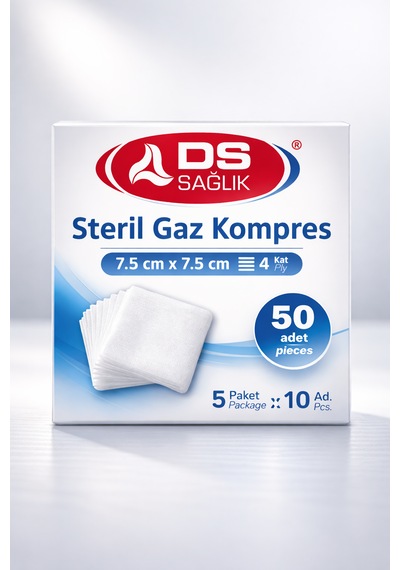 Steril Spanç Gazspanç Kompres 7.5x7.5 Cm 4 Kat 50 Adet