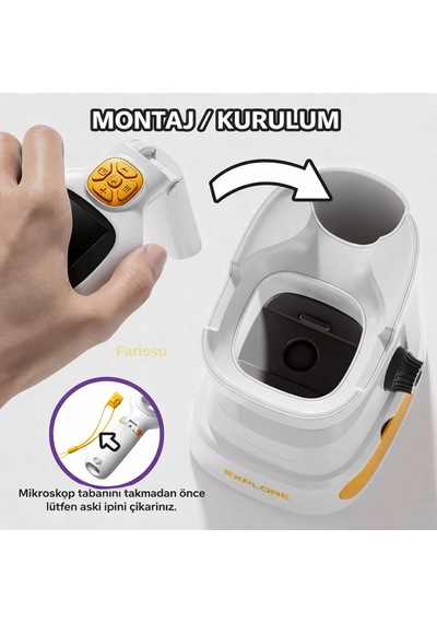 Çocuklar İçin Dijital Mikroskop 1000x Hd Ekranlı, Led Işıklı, Type-c Şarjlı Eğitim Seti