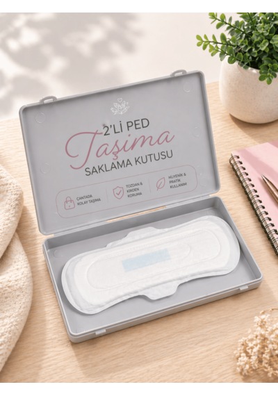 Beylini 2'li Ped Koruma Kutusu Hijyenik Ped Saklama Kutusu Taşınabilir Kompakt Pratik Kapaklı Kilitli Taşıma Kabı Gri