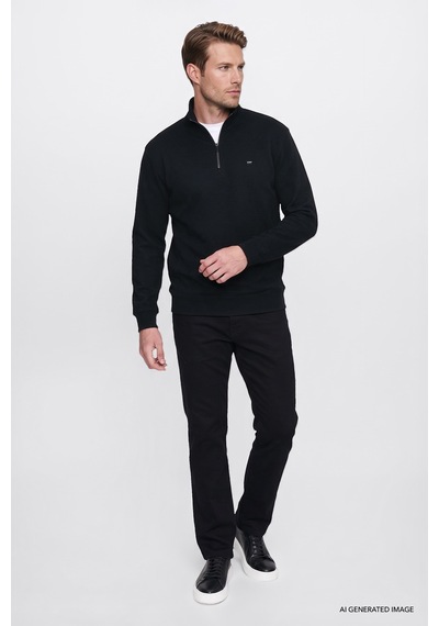 Wrangler Yumuşak Dokulu Regular Fit Fermuarlı Erkek Sweatshirt W2620122001 Siyah