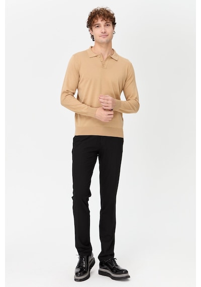 Desen Erkek Basic Polo Yaka İnce Triko Kazak S.kahve S.kahve