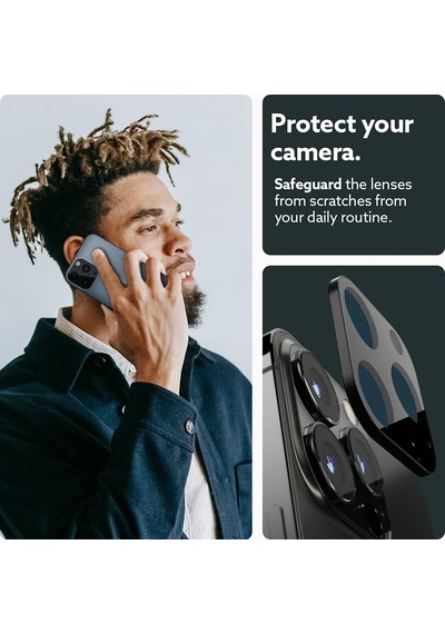 Spigen Apple Uyumlu iPhone 13 Pro Max / 13 Pro İle Uyumlu Kamera Lens Koruyucu Cam Camera Lens Protector 2 Adet Black - Agl03371 Diğer