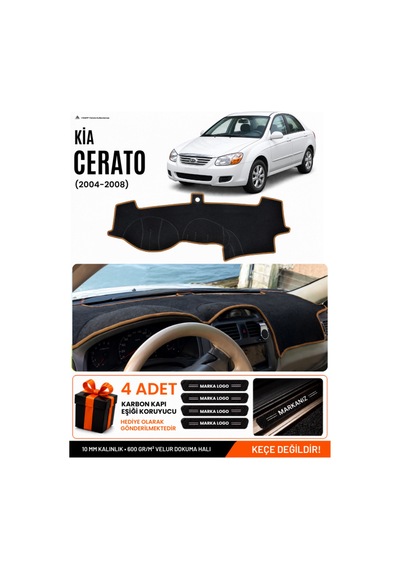 Kia Cerato 2004-2008 Uyumlu Torpido Örtüsü, Torpido Kılıfı - Siyah Kahverengi