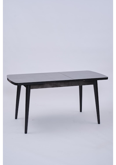 Nehir Alfa Banklı Lak Panel Açılır Mutfak Masa Takımı 75x130cm Siyah