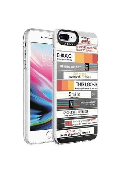 Apple Uyumlu iPhone 7 Plus Kılıf Desenli Zore Silver Sert Kapak Mottolar