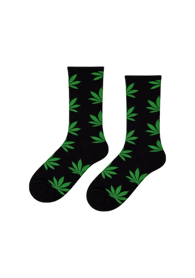 Carnaval Socks Siyah Mari Yaprak Desenli Spor Çorap Çok Renkli