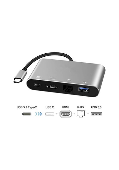 Type C To 4K Hdmi, Usb 3.0, Rj45 Gigabit Ethernet Çevirici Kablo (551664304)