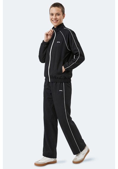 Slazenger Revel Kadın Dik Yaka Fermuarlı Siyah Eşofman Takımı