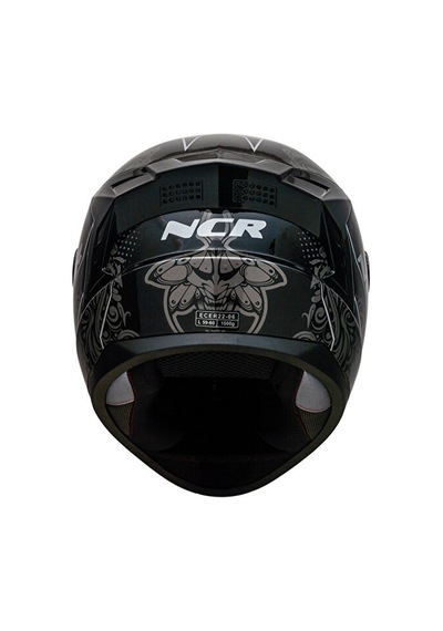 NCR M70 Sv Rapid Camlı Ece Belgeli Kapalı Motosiklet Kaskı Desenli Parlak Siyah