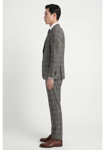 Giotelli Erkek Siyah Dar Kesim Slim Fit Viskon Dokuma Normal Bel 6 Drop Klasik Takım Elbise